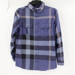 burberry shirt boys 14 Nova check long sleeve button down plaid blue gray cotton